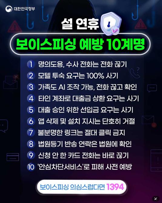 문화체육관광부, 설 연휴 보이스피싱 예방 10계명 기사 이미지
