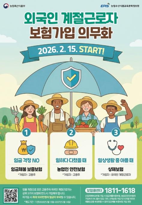 농림축산식품부, 외국인 계절근로자 보험가입 의무화 기사 이미지